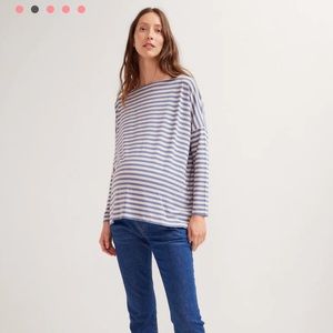 Hatch Maternity the longest tee in stream/ oatmeal size 1